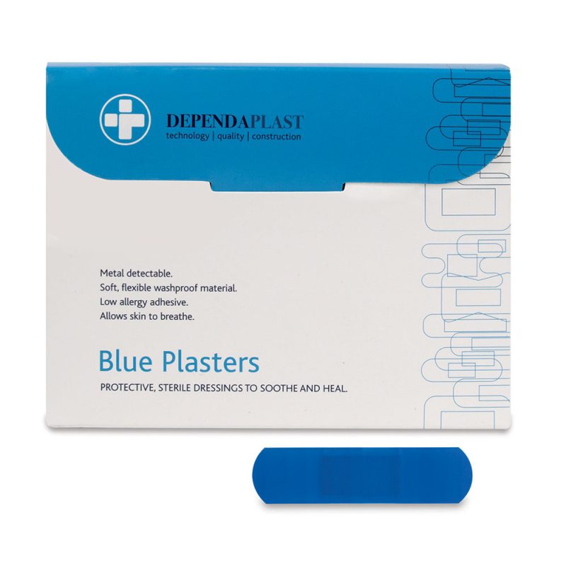 Dependaplast - Metal Detectable Washproof Plasters - 7cm x 2cm - Blue - Box of 100