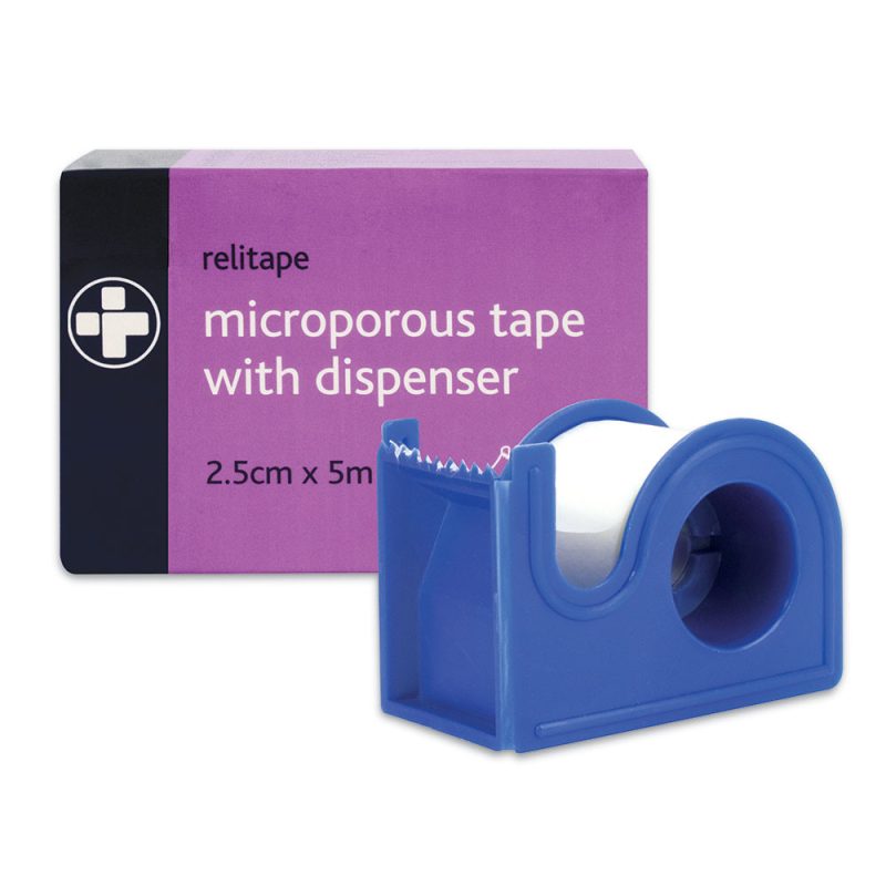 Relitape Microporous Tape with Dispenser - 2.5cm x 5m